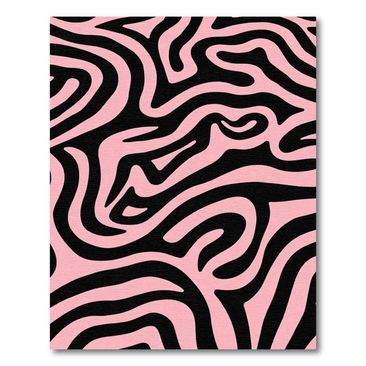Pink Black Zebra Print Waves Rug