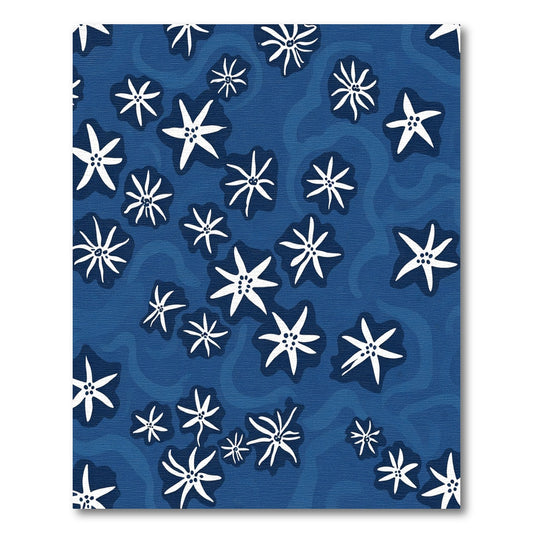 Deep Blue White Starburst Floral Rug