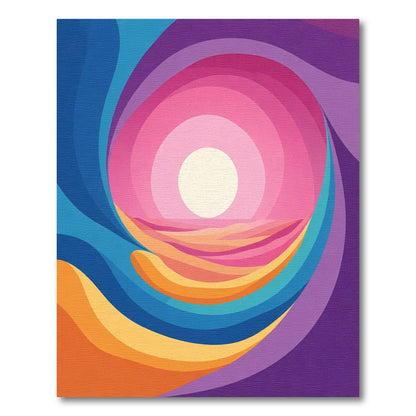 Vibrant Sunset Swirl Abstract Rug