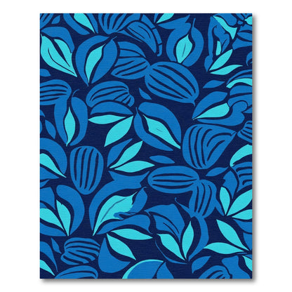 Bold Deep Blue Tropical Leaf Spread Rug