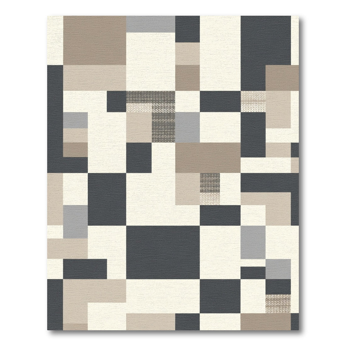 Modern Geometric Block Beige Charcoal Rug