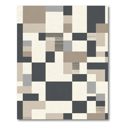 Modern Geometric Block Beige Charcoal Rug