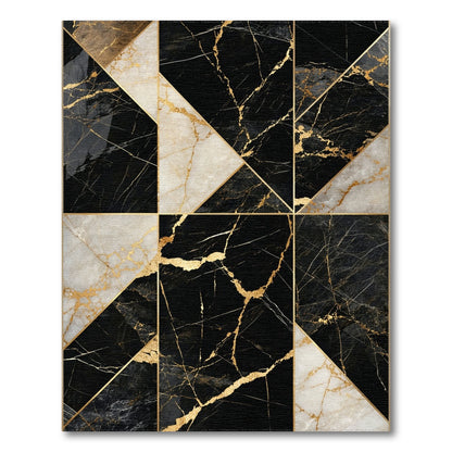 Black Gold Geometric Marble Area Rug