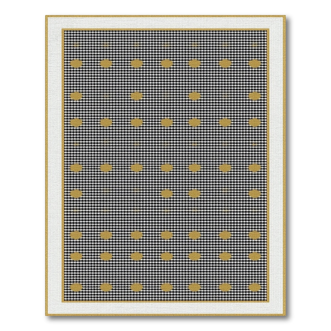 Black White Gold Dot Geometric Area Rug