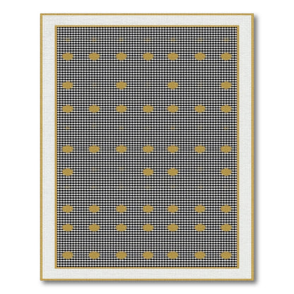 Black White Gold Dot Geometric Area Rug