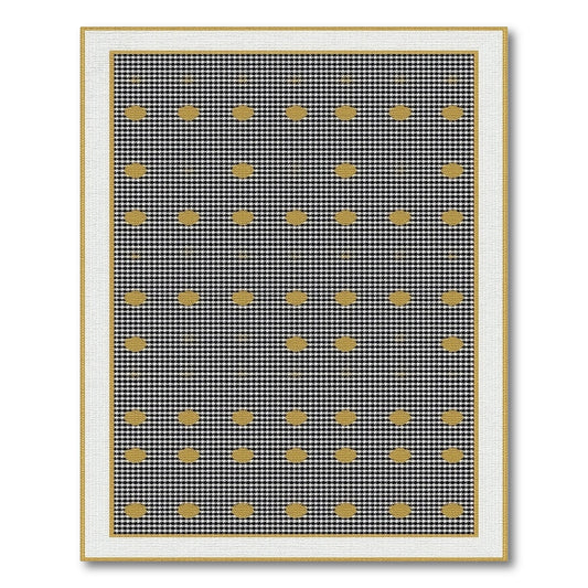 Black White Gold Dot Geometric Area Rug