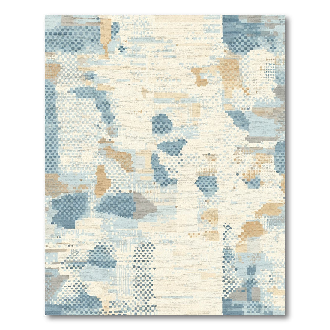 Earthy Blue Pixelated Organic Collage Rug