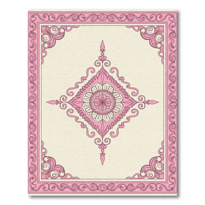 Pink Floral Medallion Frame Rug