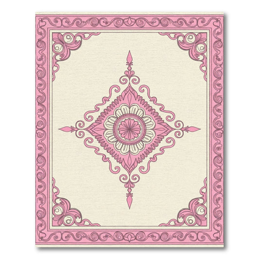 Pink Floral Medallion Frame Rug