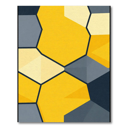 Bold Yellow Geometric Honeycomb Rug