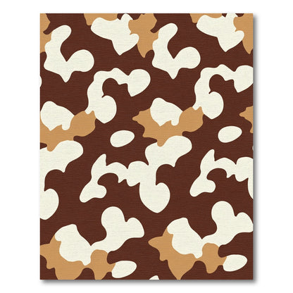 Brown Cream Camouflage Patchwork Rug