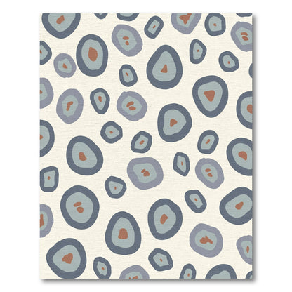 Abstract Blue Gray Ochre Circles Rug
