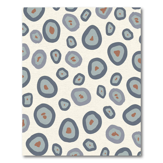 Abstract Blue Gray Ochre Circles Rug