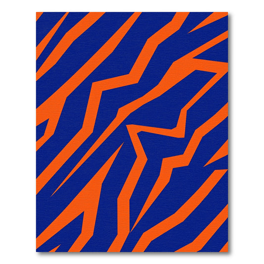 Bold Orange Jagged Stripes Blue Rug