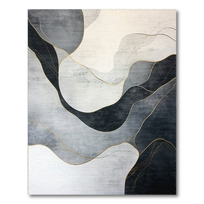 Gray Gold Fluid Abstract Rug