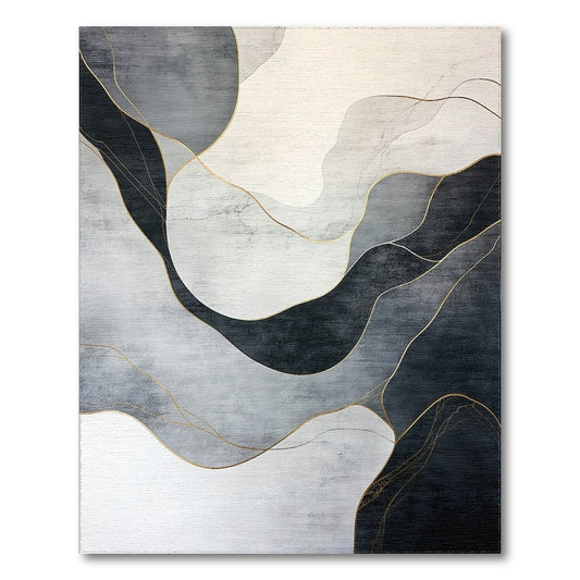 Gray Gold Fluid Abstract Rug