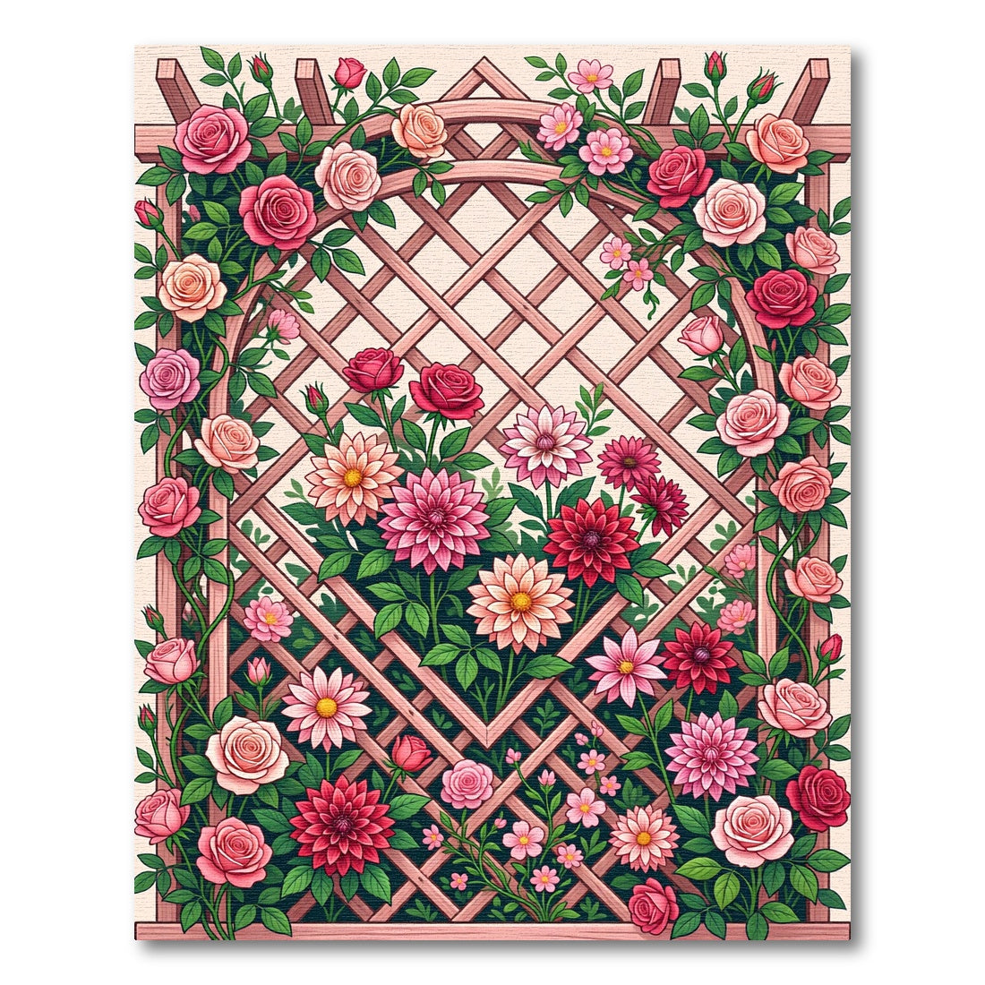 Rose Garden Trellis Floral Bloom Rug