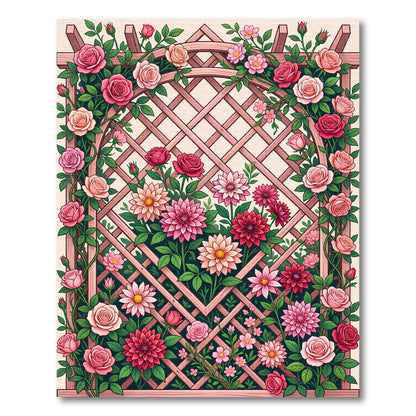 Rose Garden Trellis Floral Bloom Rug