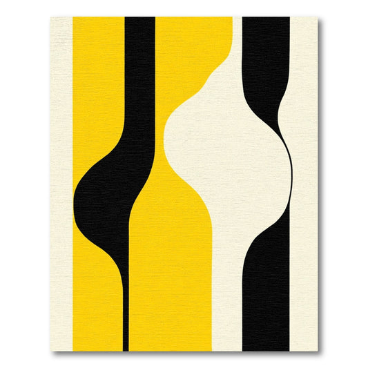 Abstract Yellow Black Cream Organic Shapes Rug