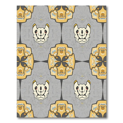 Gold Cream Bear Face Medallion Rug
