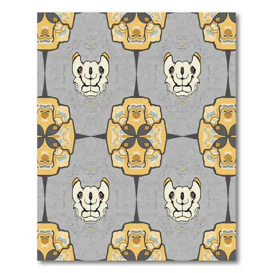 Gold Cream Bear Face Medallion Rug