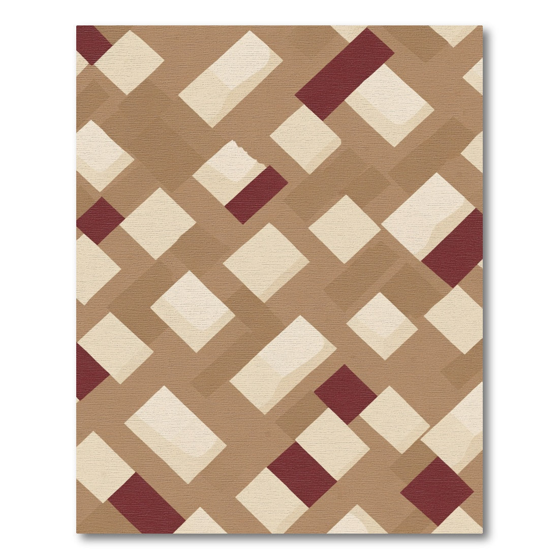 Brown Woven Diamonds Cream Burgundy Rug