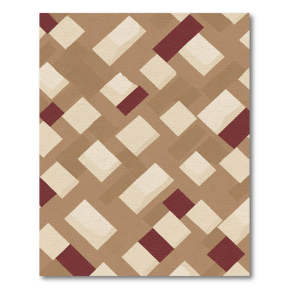Brown Woven Diamonds Cream Burgundy Rug