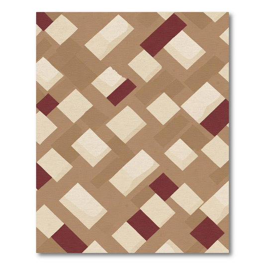 Brown Woven Diamonds Cream Burgundy Rug