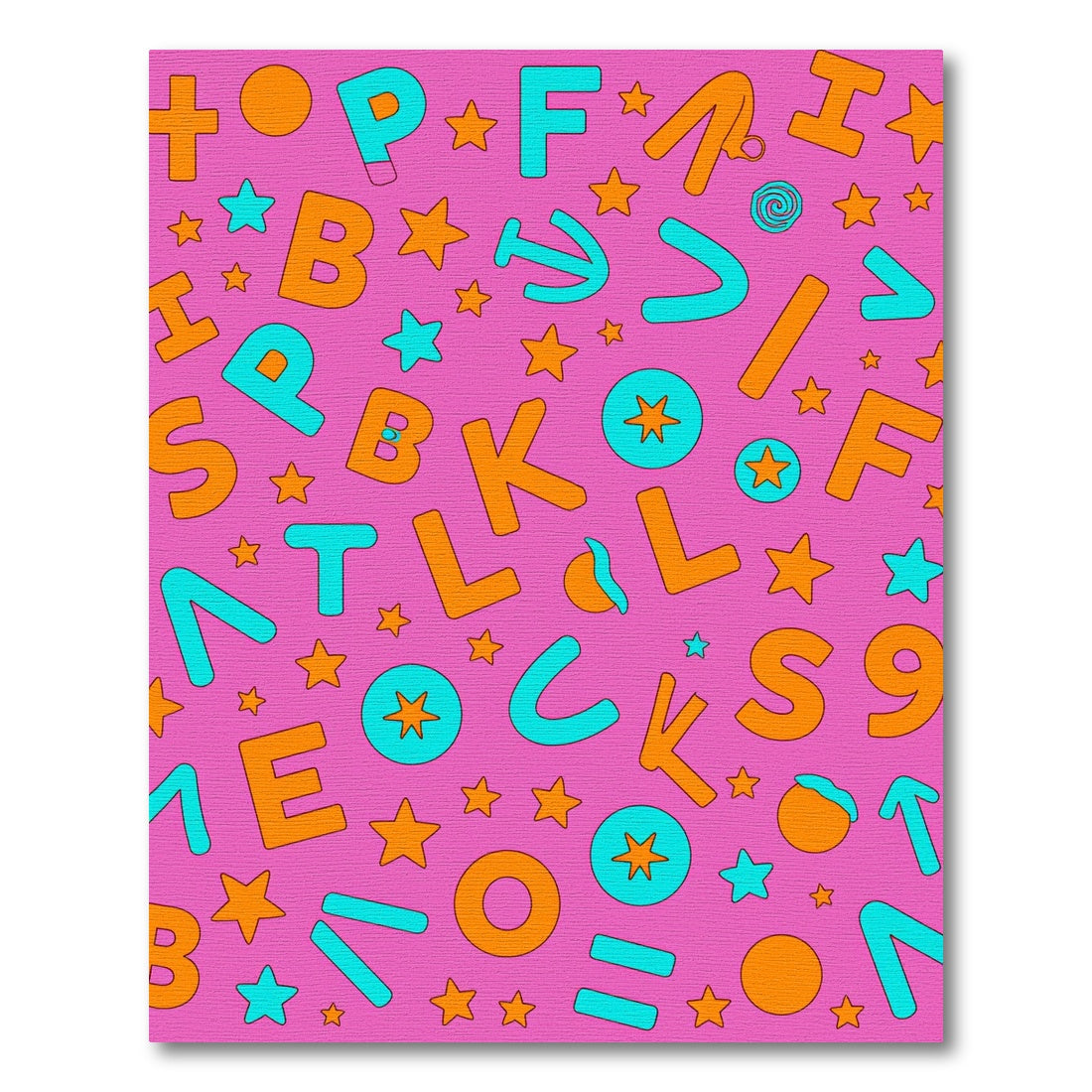 Pink Orange Blue Alphabet Stars Rug