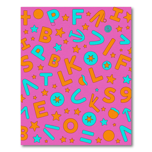 Pink Orange Blue Alphabet Stars Rug