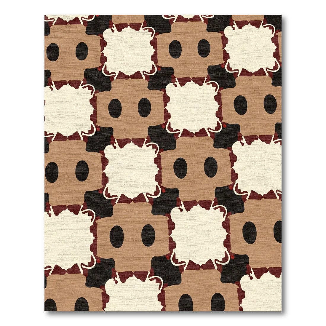 Brown Beige Geometric Block Arrangement Rug