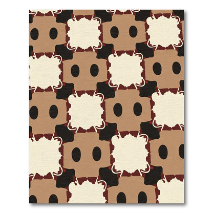 Brown Beige Geometric Block Arrangement Rug