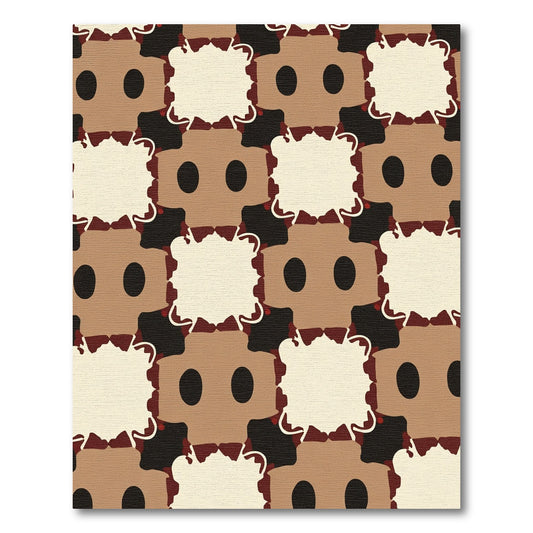 Brown Beige Geometric Block Arrangement Rug