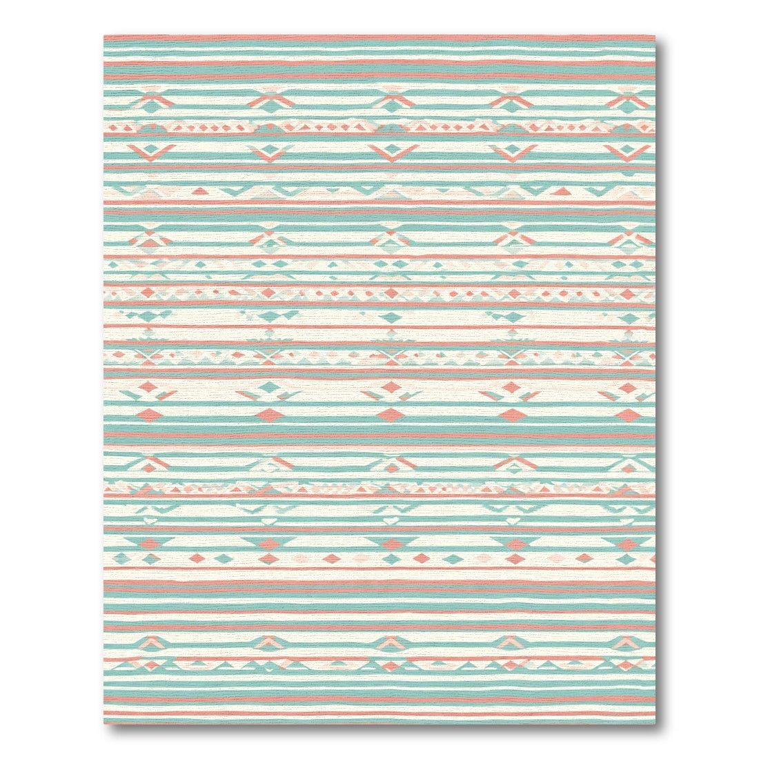Coral Teal Stripe Geometric Rug