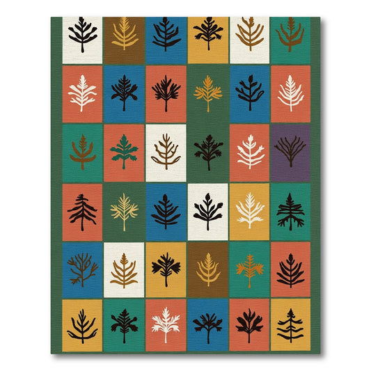 Cozy Autumn Leaf Grid Rug