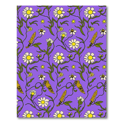 Purple Floral Daisy Bee Sword Rug