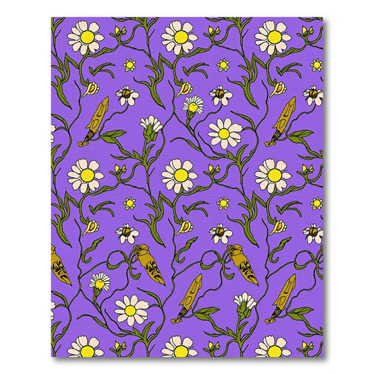 Purple Floral Daisy Bee Sword Rug