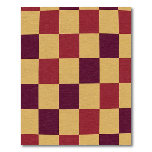 Crimson Gold Checkered Squares Rug