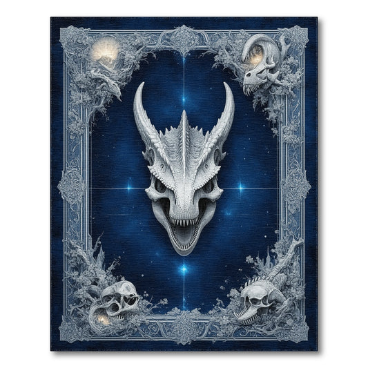 Mystic Dragon Skull Blue Area Rug