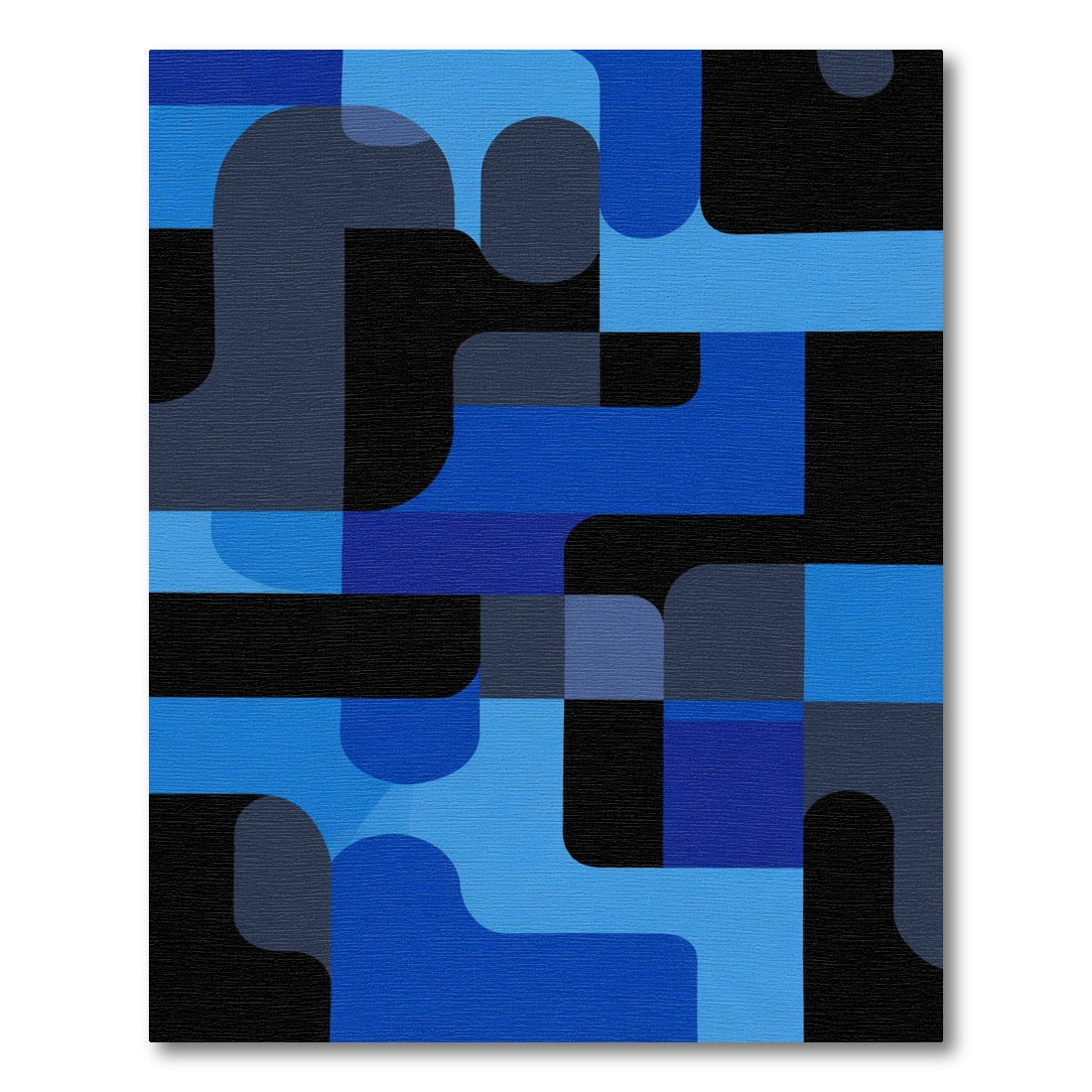 Deep Blue Abstract Geometric Flow Rug