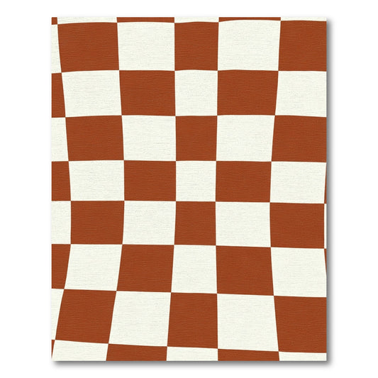 Caramel White Checkerboard Grid Rug