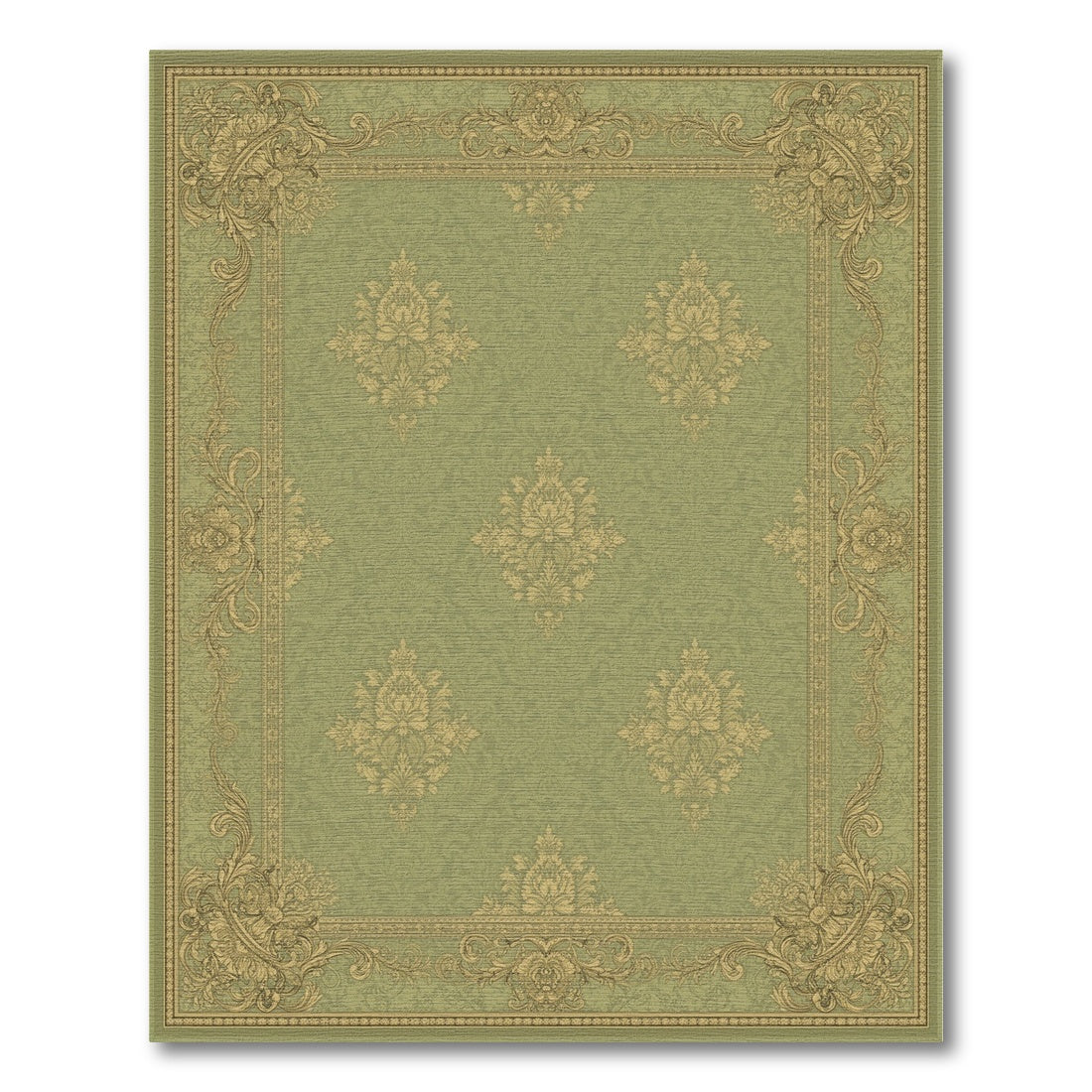 Sage Green Floral Vintage Area Rug