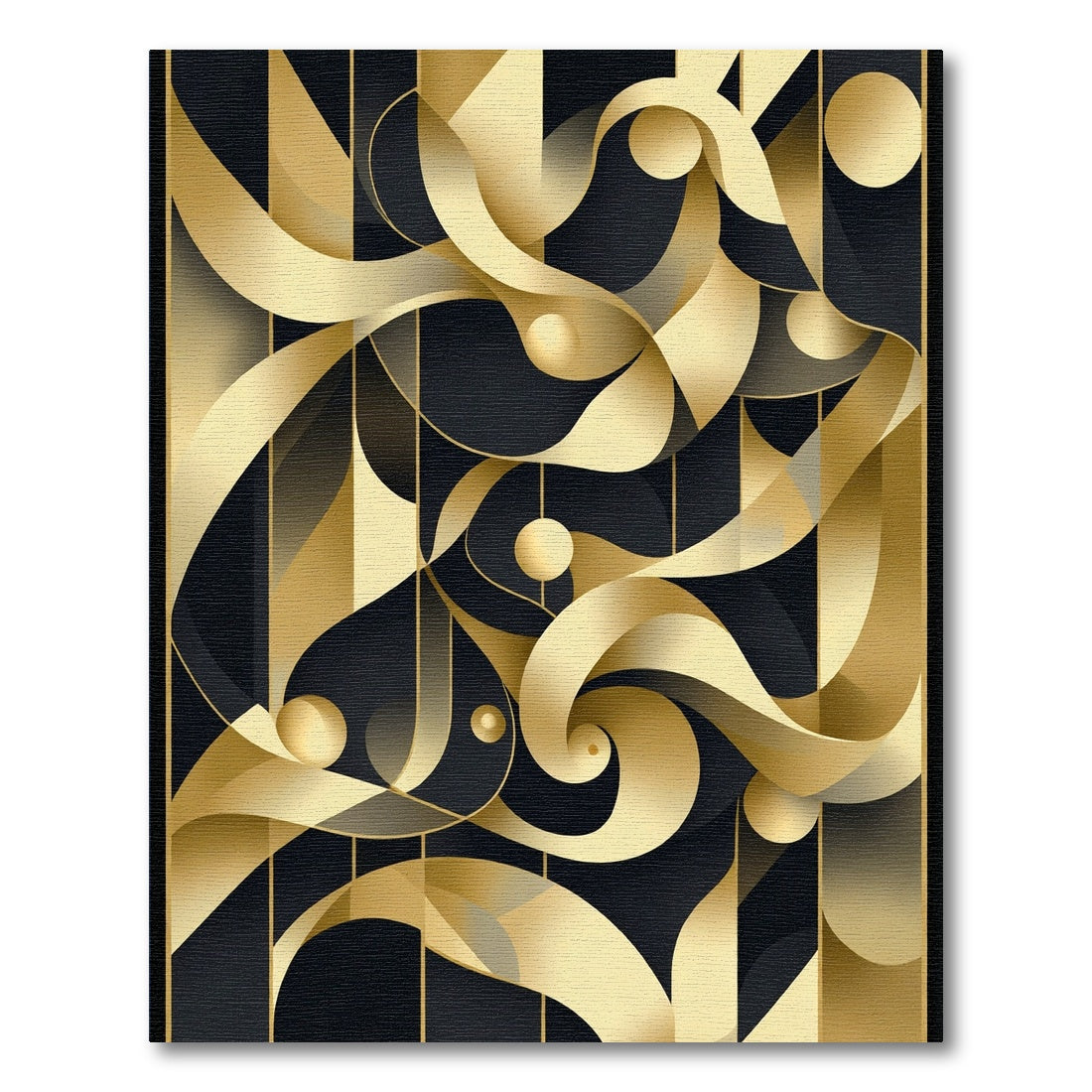 Gilded Art Deco Swirl Abstract Rug