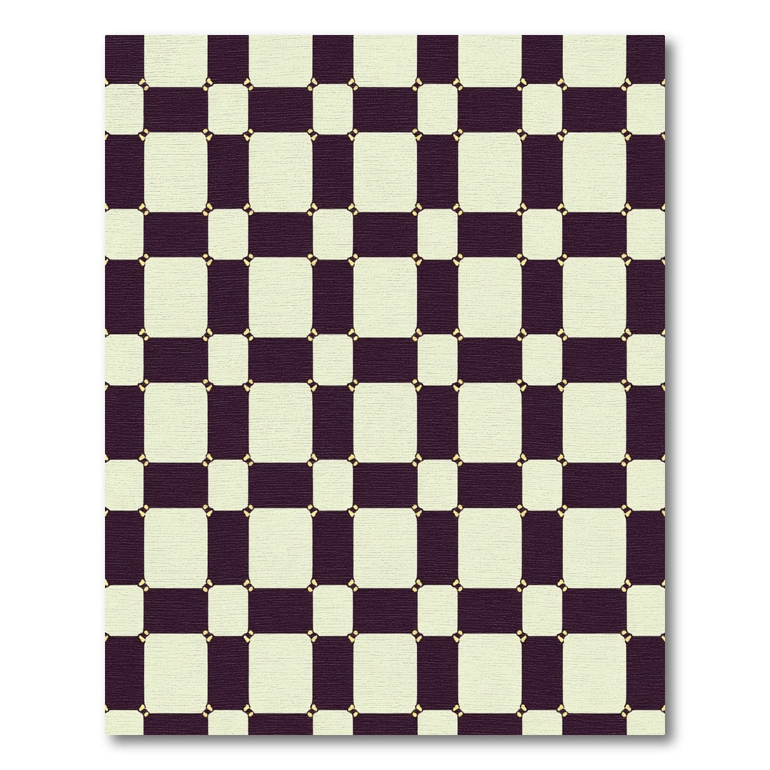 Dark Plum Cream Checkerboard Squares Rug