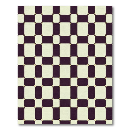 Dark Plum Cream Checkerboard Squares Rug