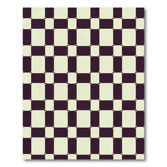 Dark Plum Cream Checkerboard Squares Rug