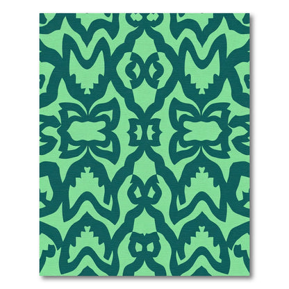 Verdant Teal Abstract Scroll Rug