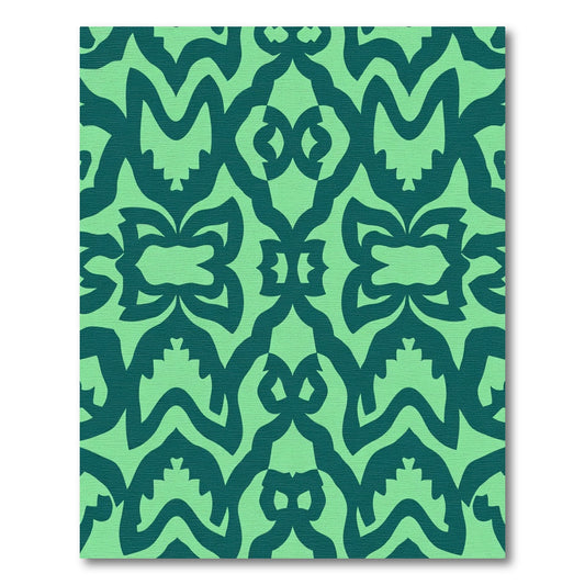 Verdant Teal Abstract Scroll Rug