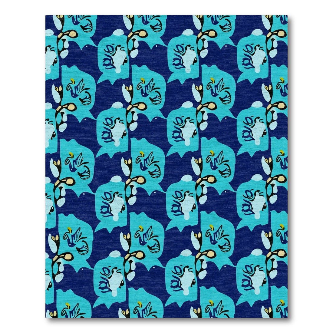 Abstract Blue Floral Branch Arrangement Rug