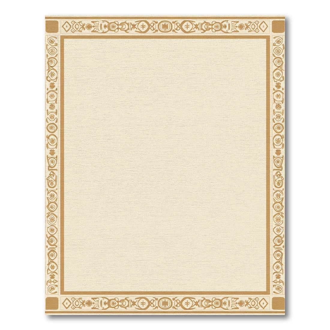 Golden Ochre Geometric Border Rug
